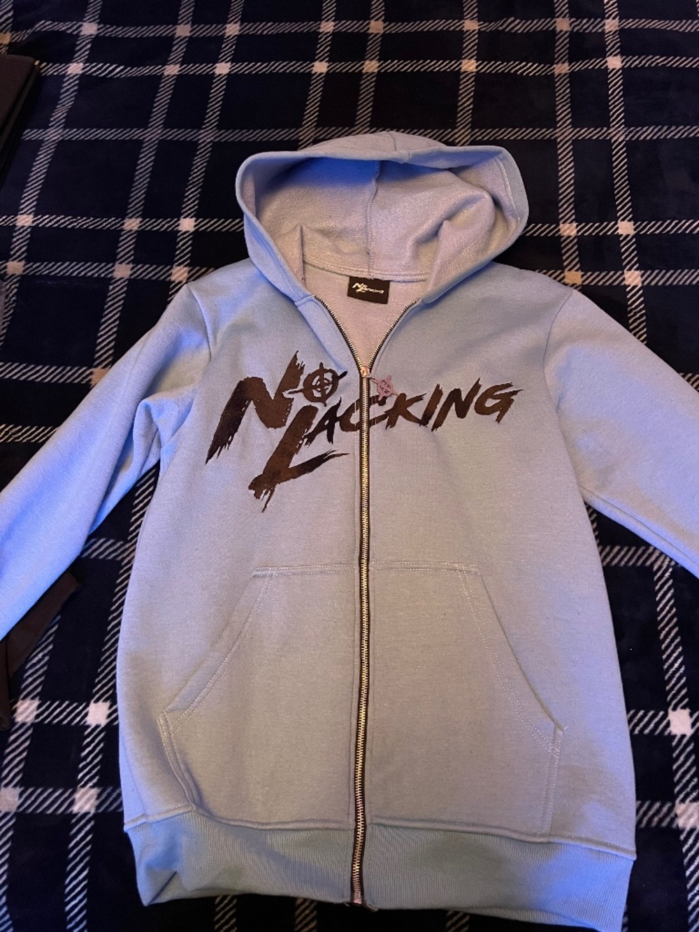 Mens Baby Blue No Lacking Zipp Up Hoodie